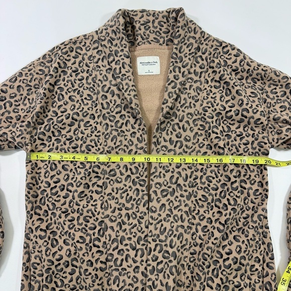 Abercrombie Fitch Open Front Sweatshirt Leopard Print Tan Black - Picture 6 of 6